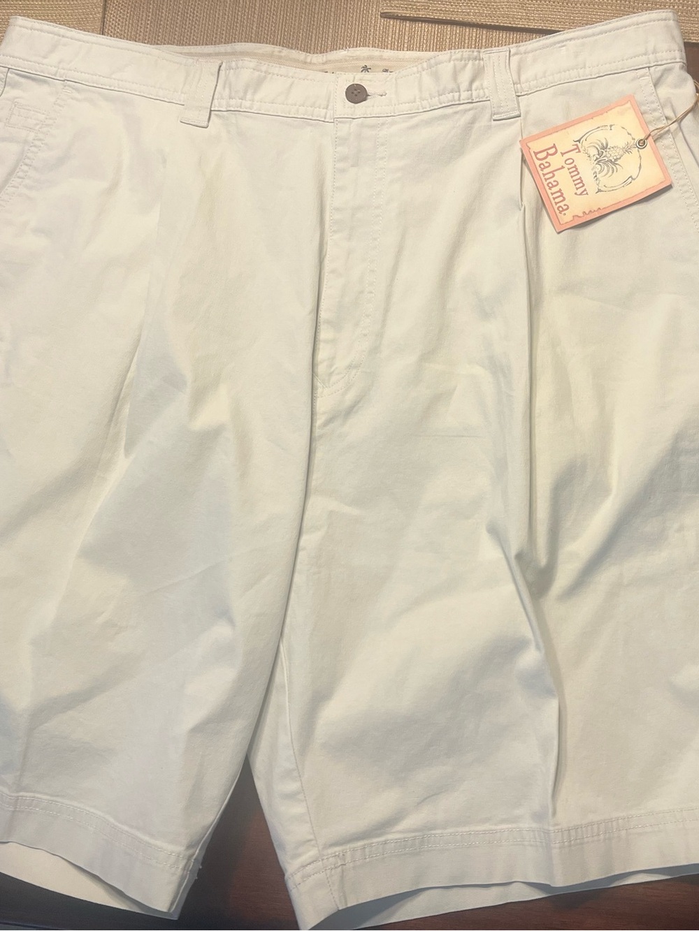 Tommy Bahama White Flat Front Cotton Shorts